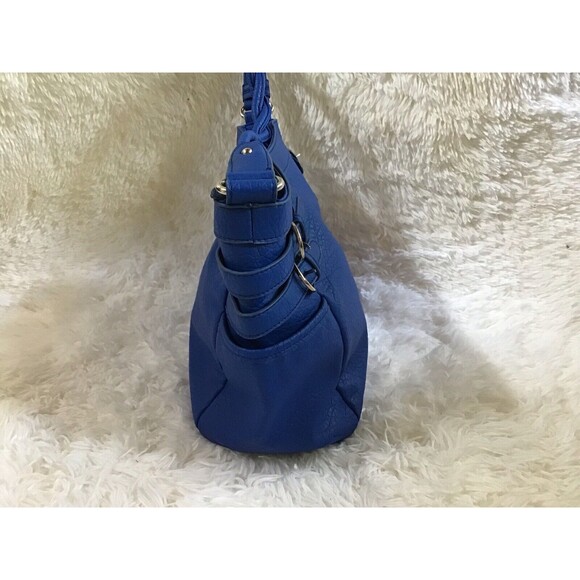 Rossetti Blue Handbag Shoulder Bag Satchel Purse Pocketbook Silver Buckles - Picture 6 of 13